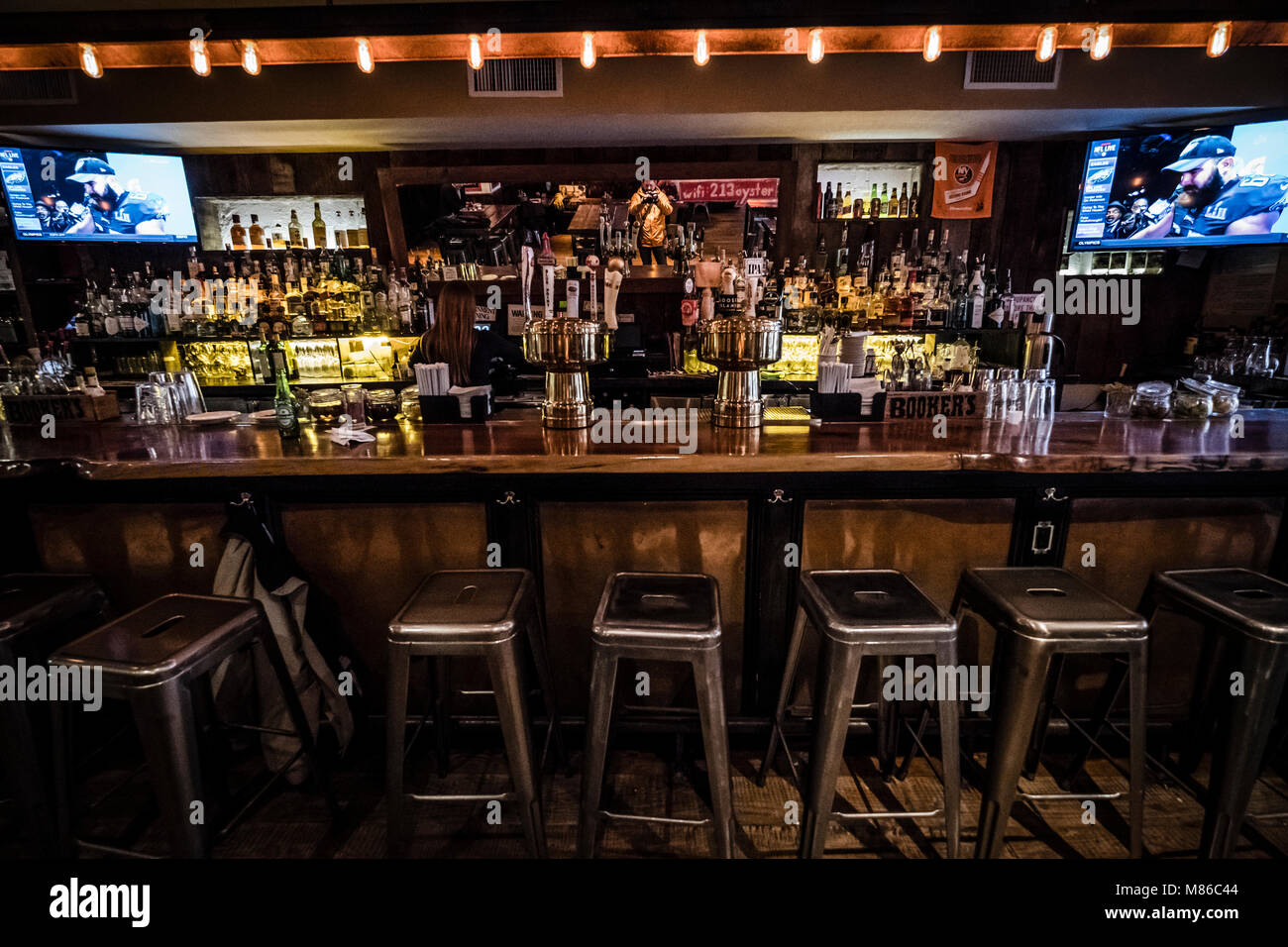 bar in a traditional style pub at lower manhattan, new york Stock Photo