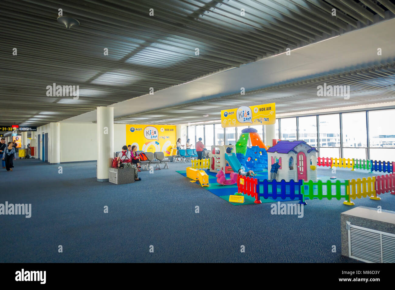 BANGKOK, THAILAND - FEBRUARY 01, 2018: Indoor view of kidz zone area at Don Mueang International Airport Stock Photo