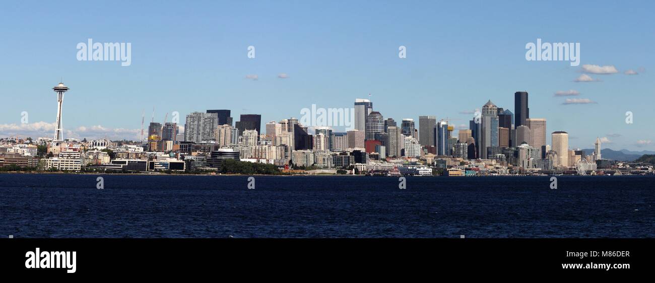 Onlooking Seattle Skyline from Elliot Bay Stock Photo