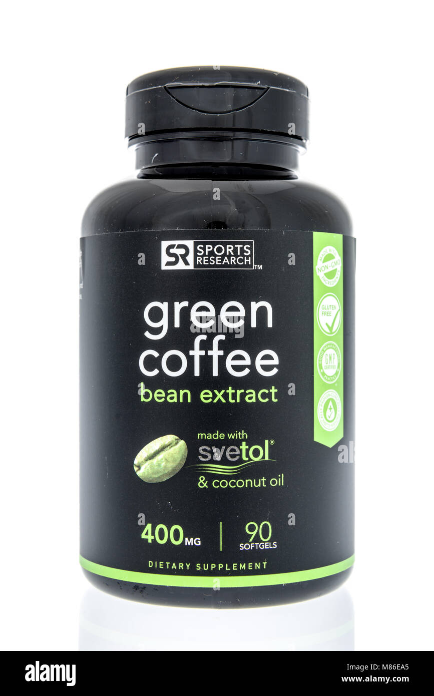 Winneconne, WI 9 March 2018 A bottle of Sports Research green coffee