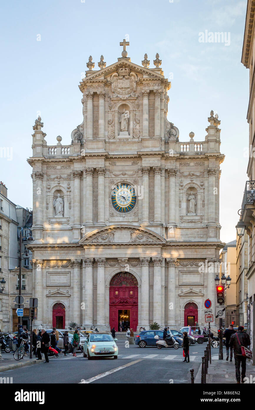Paroisse Saint Paul Saint Louis on rue Saint-Antoinein in the Marais quarter of Paris, France.  The building was constructed from 1627 to 1641 by the  Stock Photo