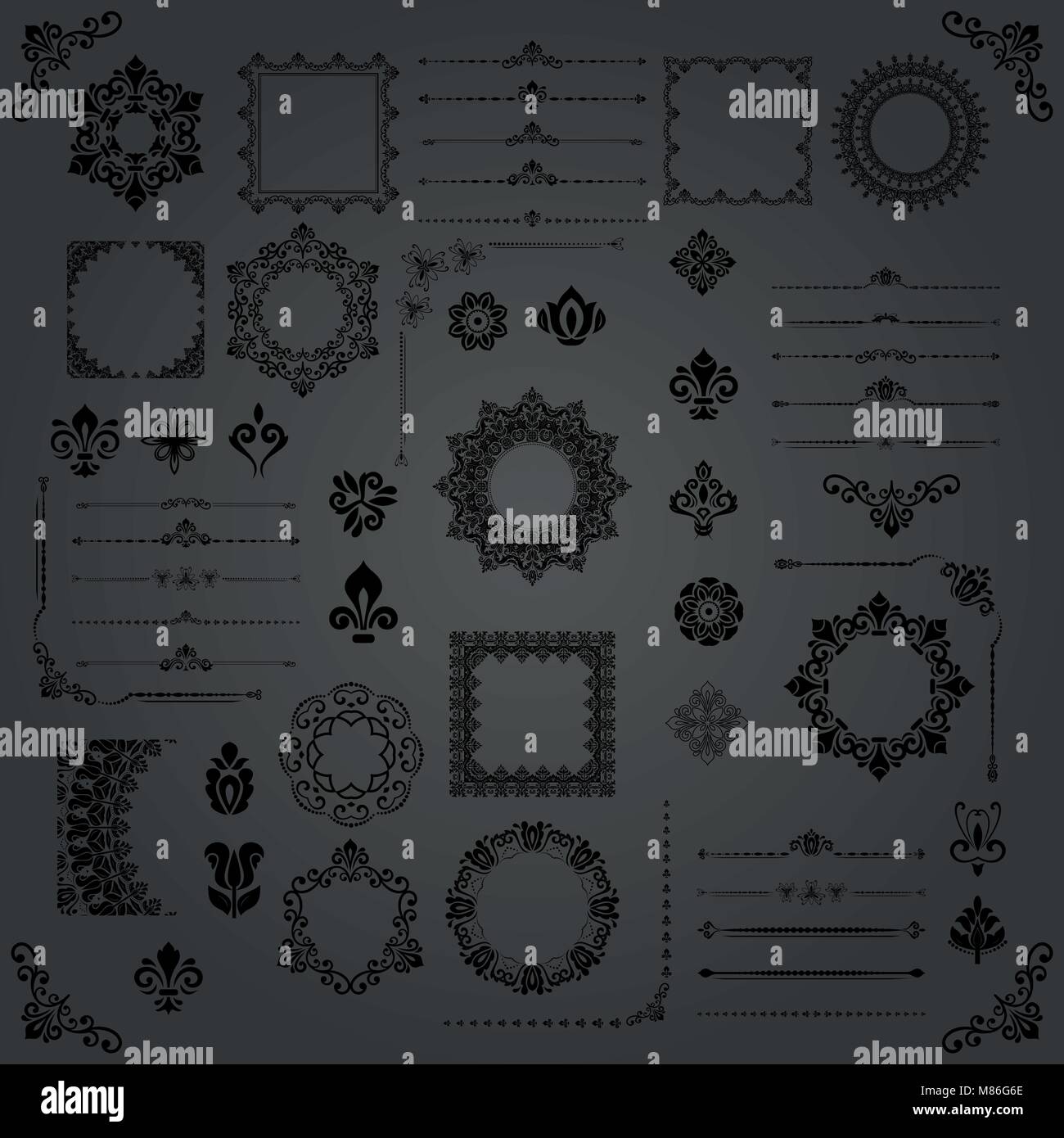 Vintage Set of Vector Horizontal, Square and Round Elements Stock ...