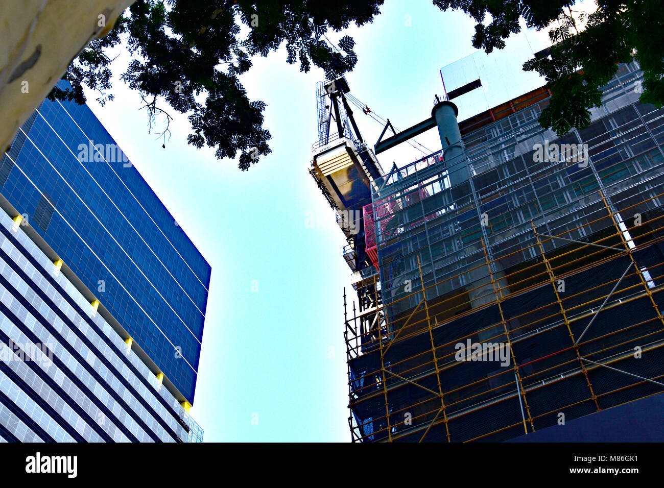 WORKING ON NEW HIGH RISE BUILDING IN BRISBANE CITY AUSTRALIA Stock
