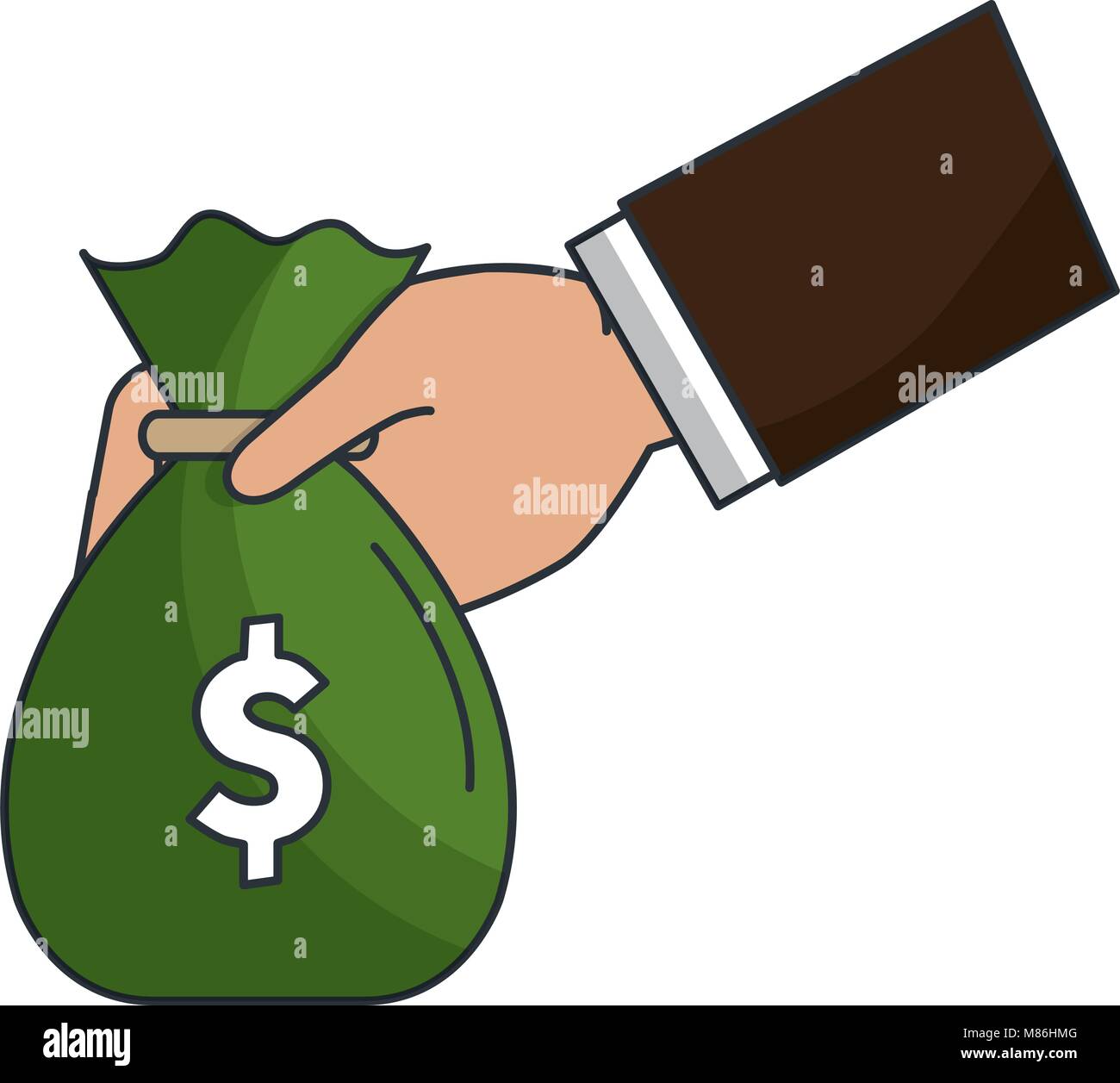 hand with money bag isolated icon Stock Vector Image & Art - Alamy