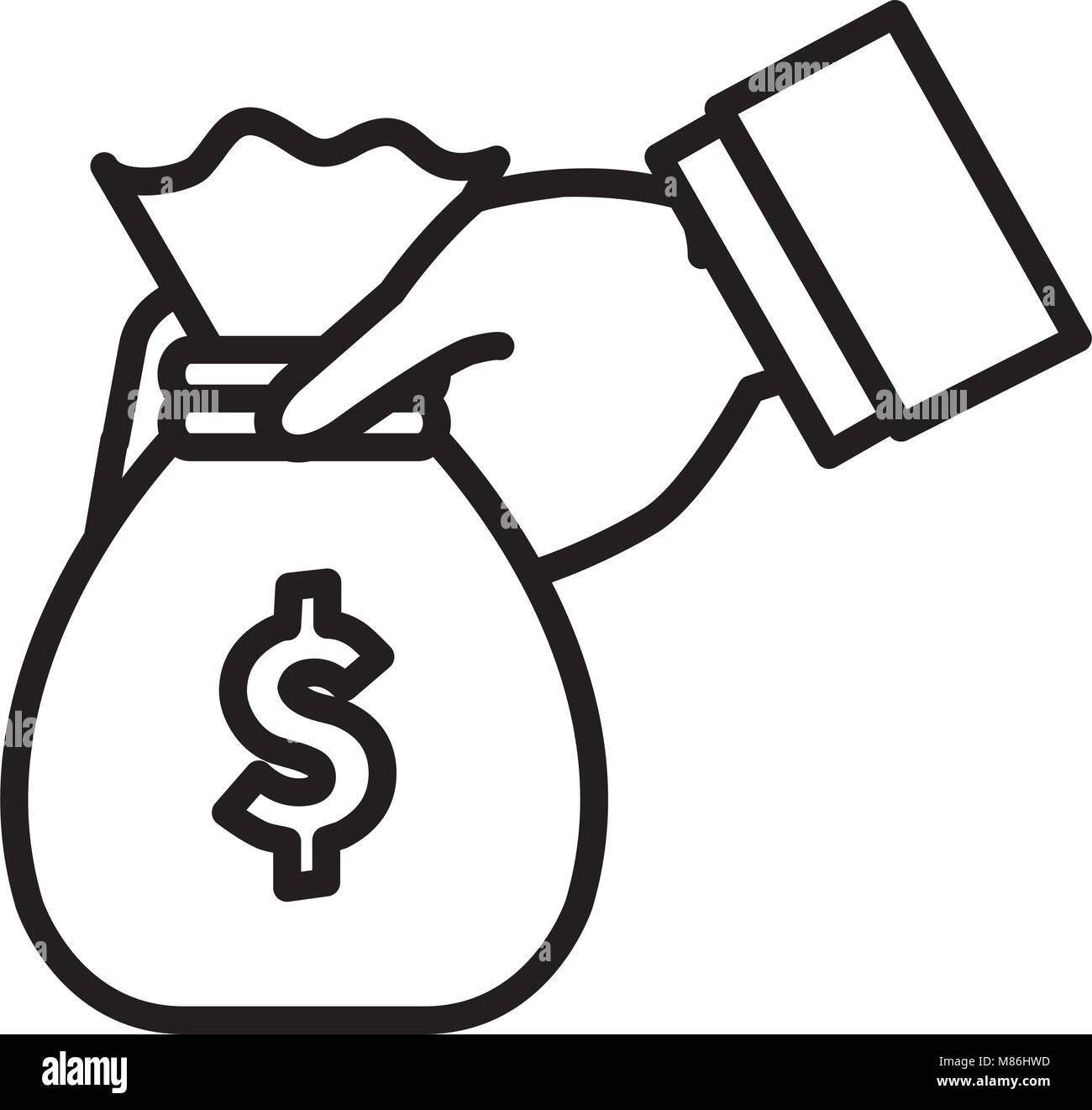 hand with money bag isolated icon Stock Vector Image & Art - Alamy