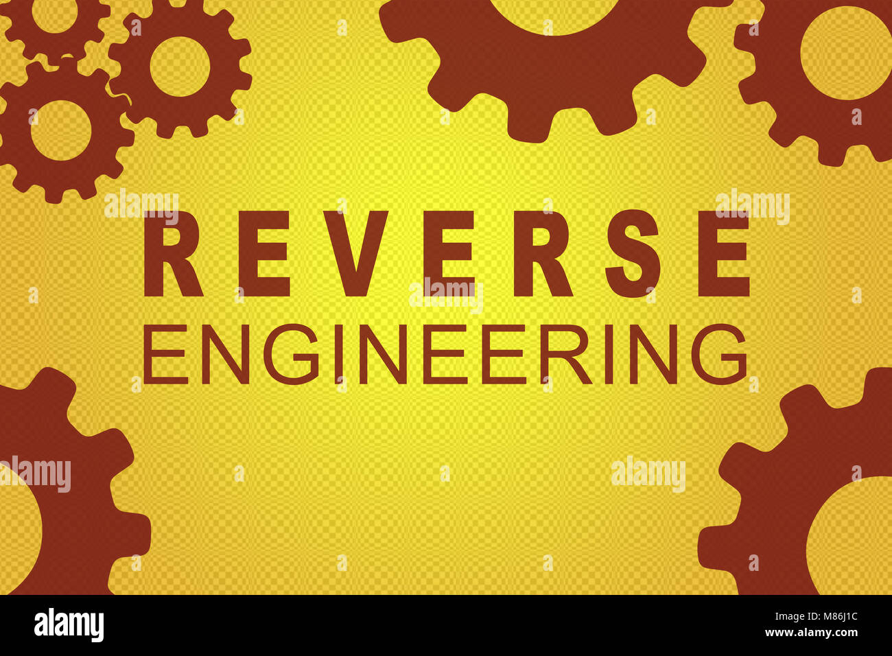 REVERSE ENGINEERING sign concept illustration with red gear wheel