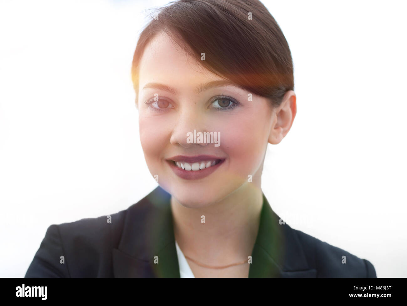 successful young business woman on the background of the office Stock ...