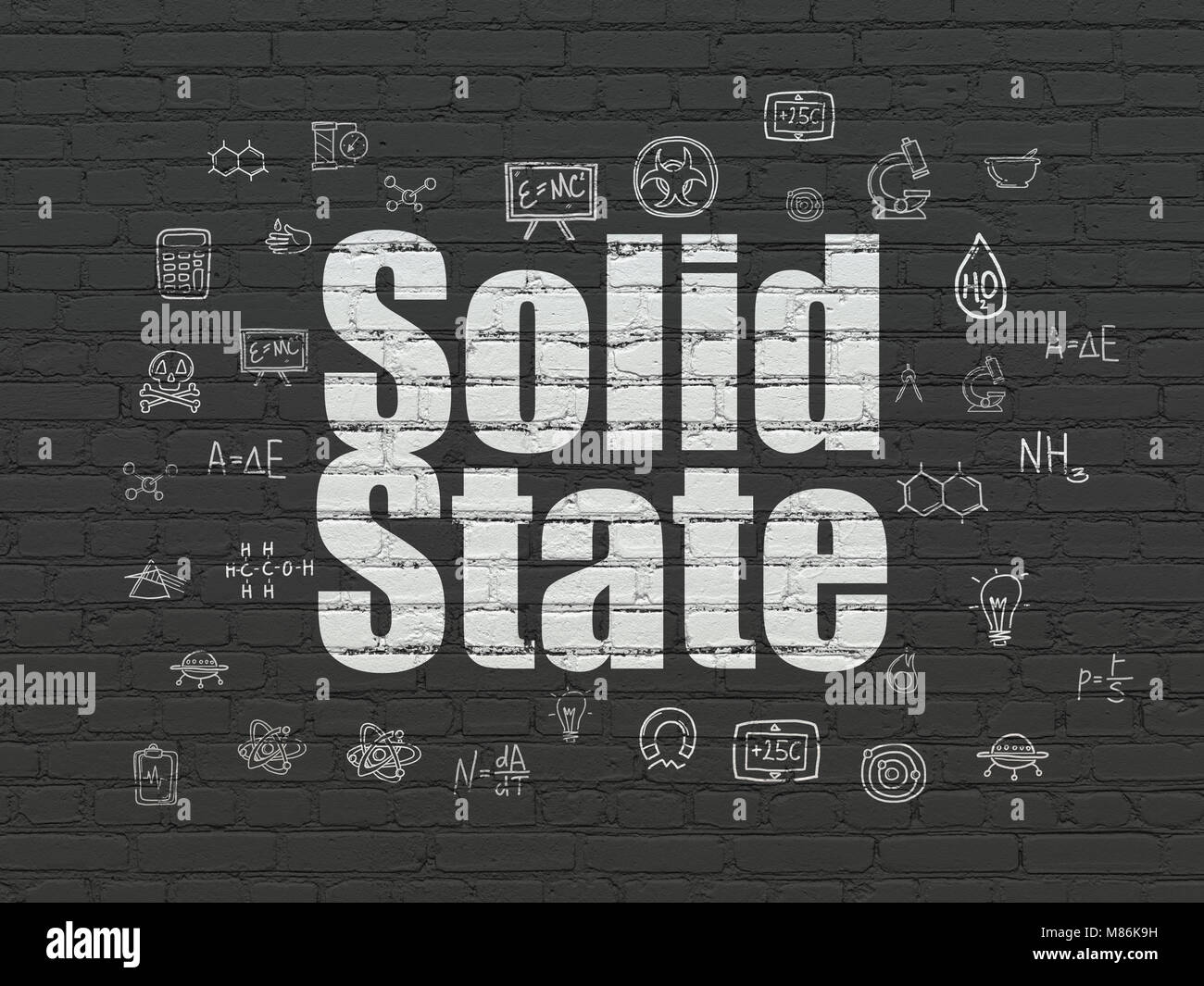Science concept: Solid State on wall background Stock Photo - Alamy