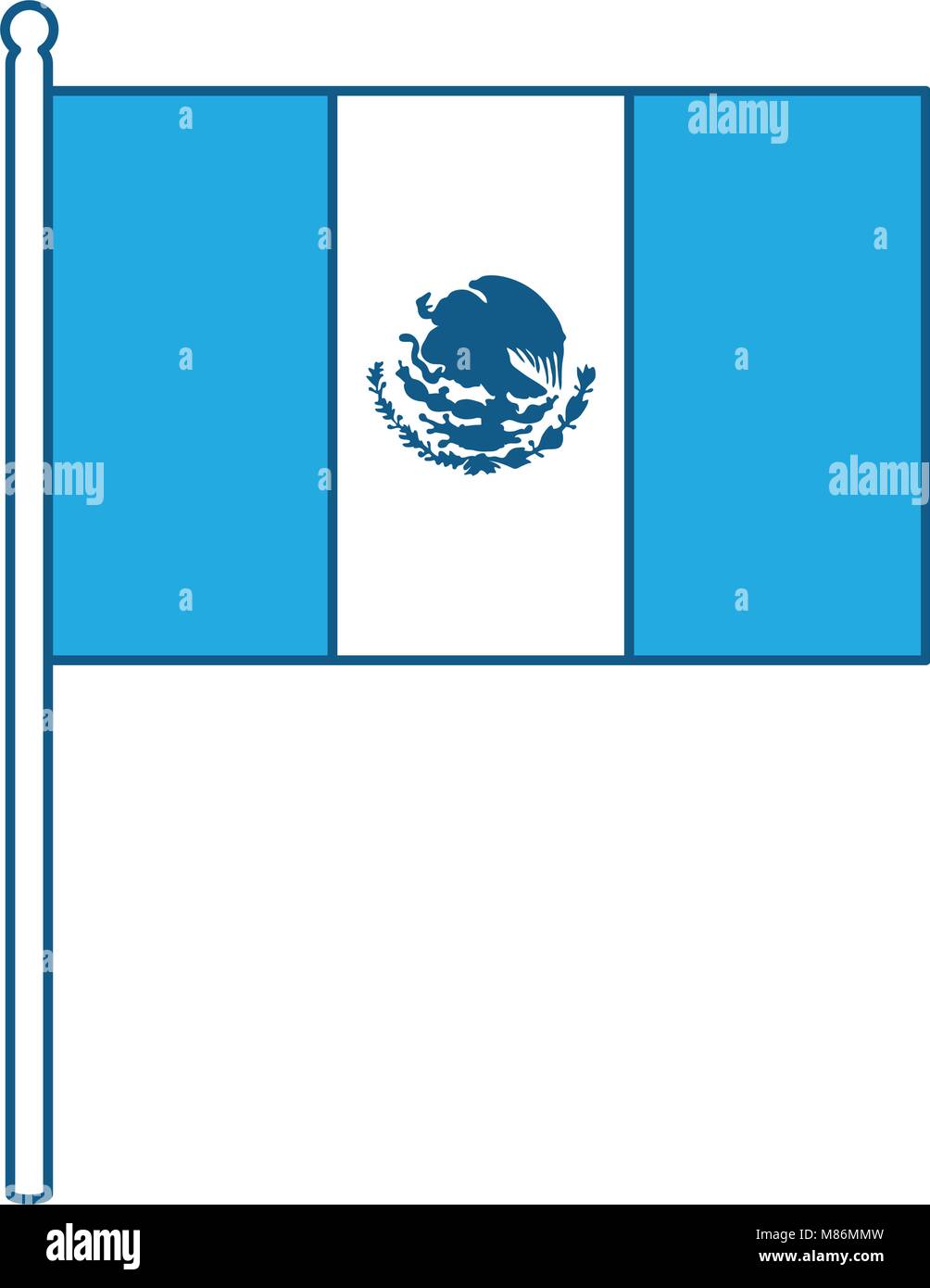 Mexican flag icon over white background, blue shading design. vector illustration Stock Vector