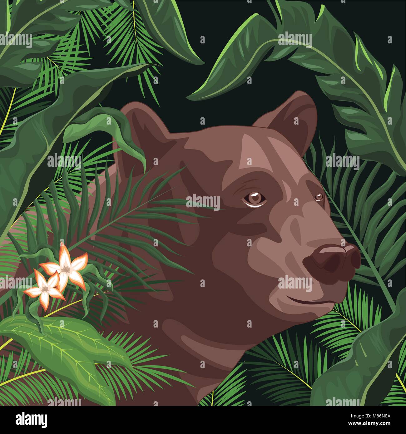 Bear in the jungle vector illustration graphic design Stock Vector ...