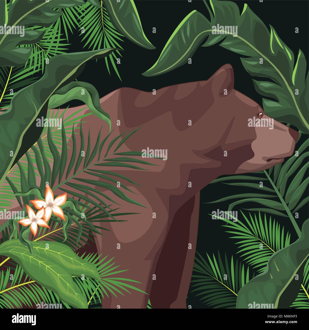 Bear in the jungle vector illustration graphic design Stock Vector ...