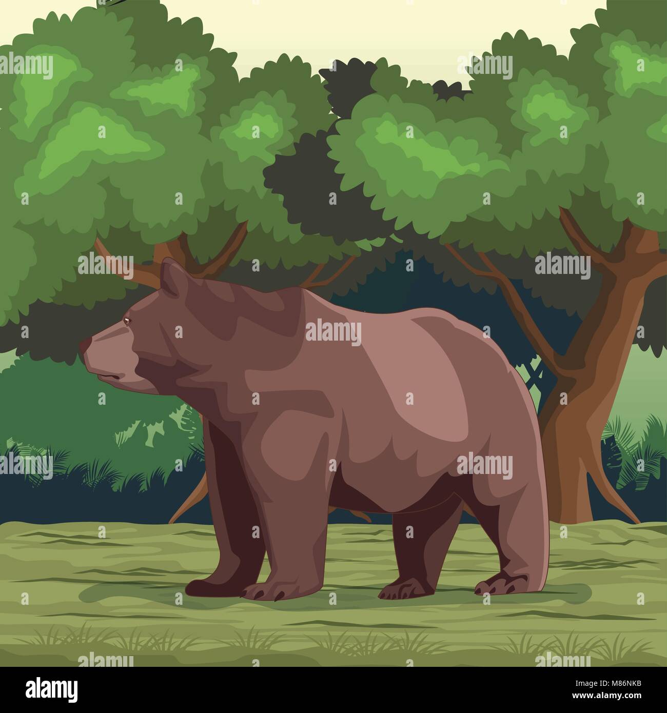 Bear in the jungle vector illustration graphic design Stock Vector ...