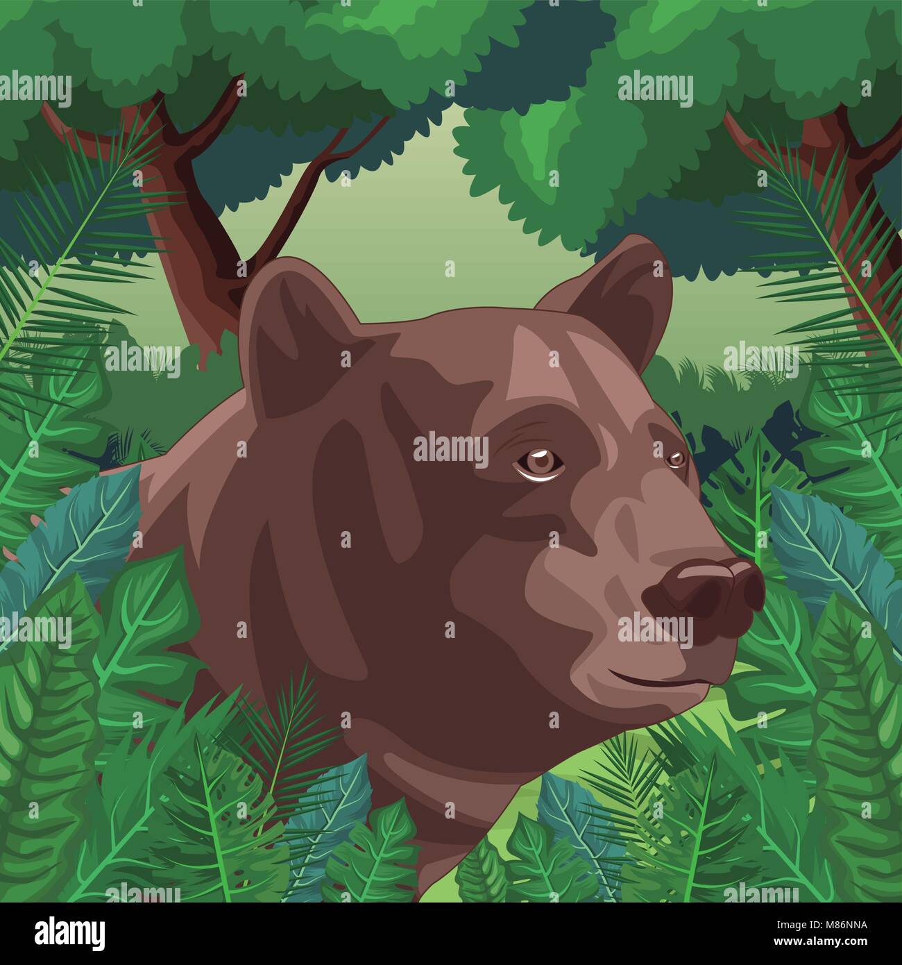 Bear in the jungle vector illustration graphic design Stock Vector ...