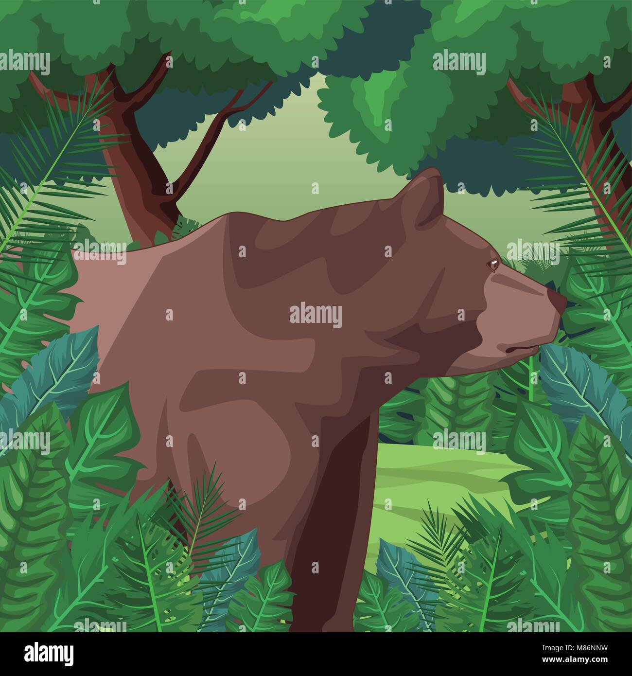 Bear in the jungle vector illustration graphic design Stock Vector ...