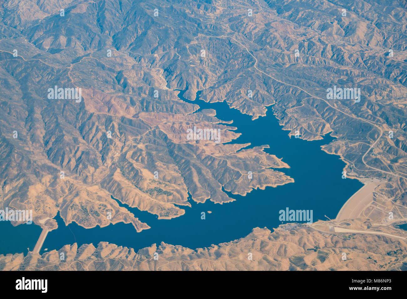 Aerial view of Castaic Lake with mountain, California Stock Photo Alamy