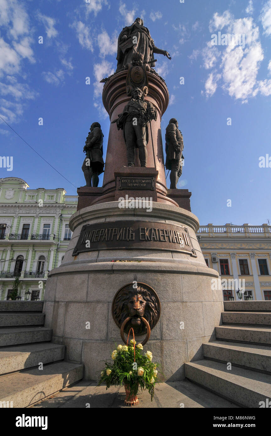 Monument of Catherine II the Great and to the founders of Odessa in Odessa, Ukraine. It was constructed in 1900. In 1920 it was dismounted by Communis Stock Photo