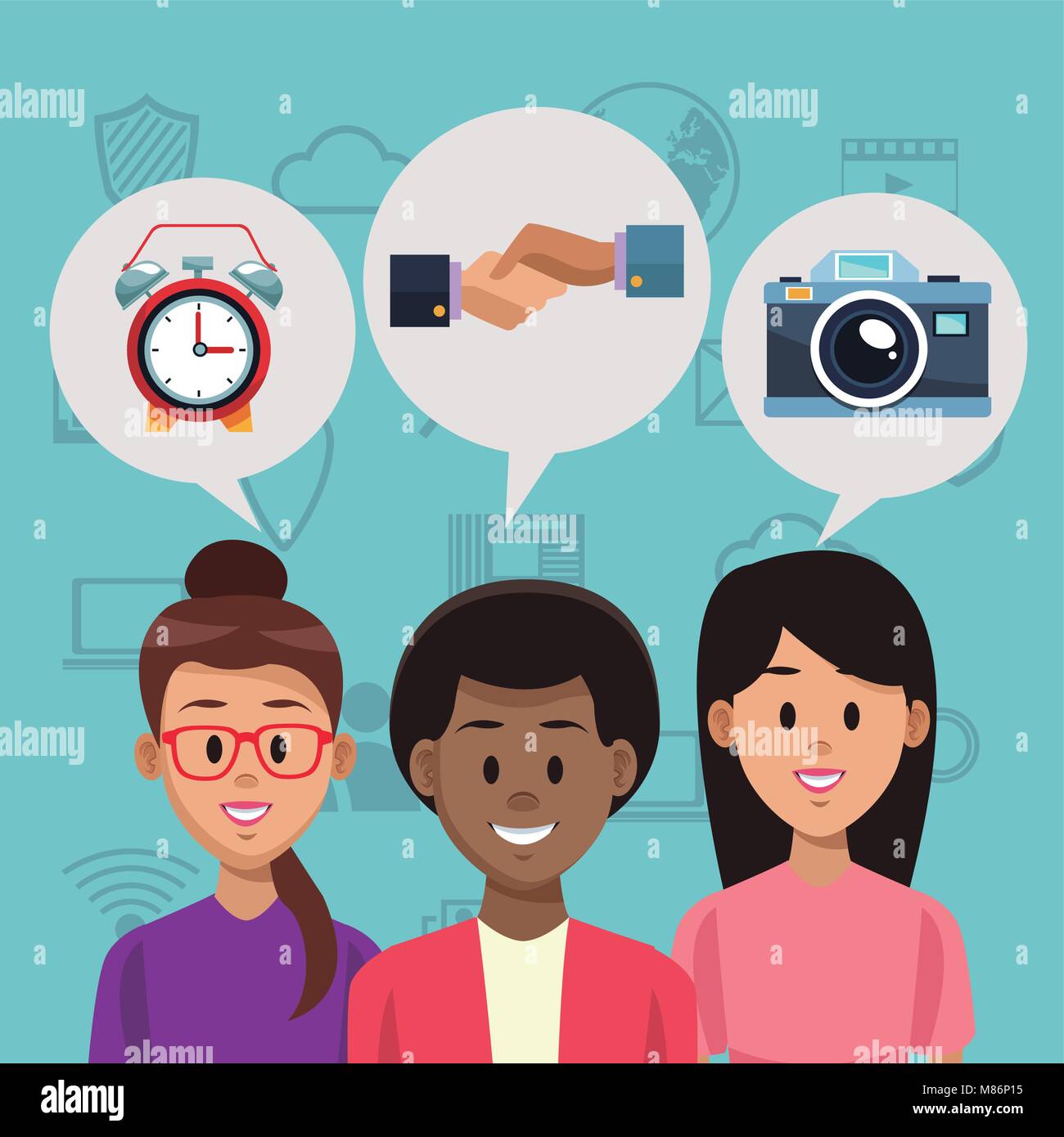 People and social media cartoon vector illustration graphic design