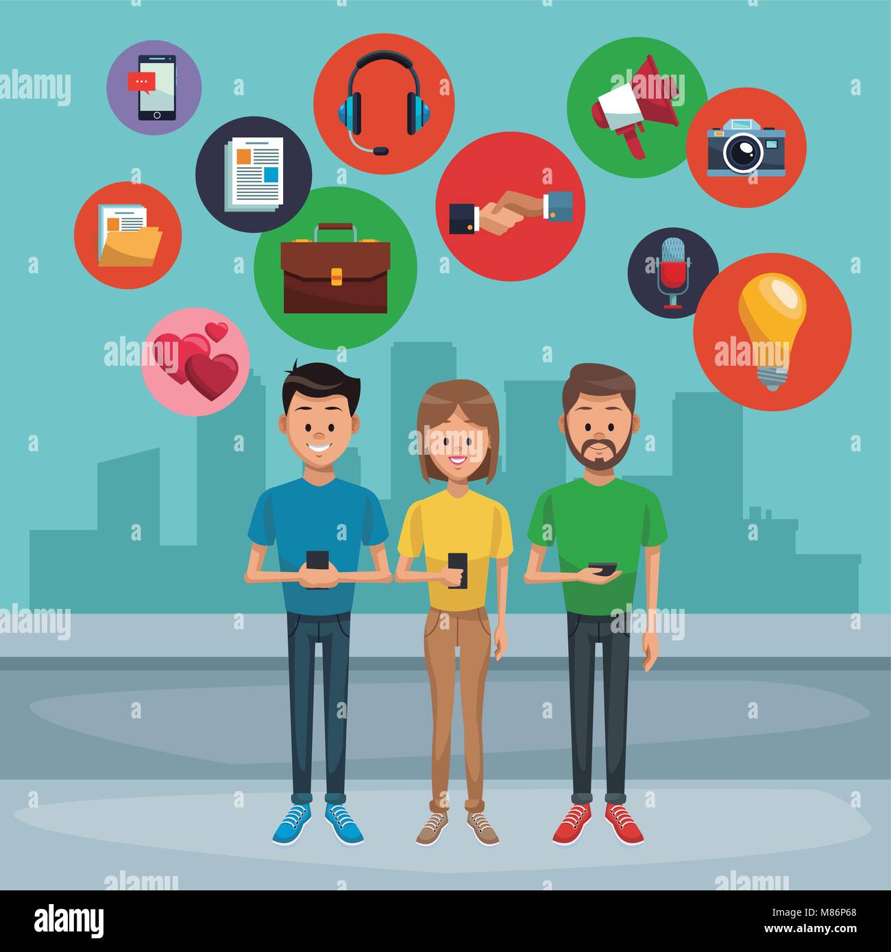 People using smartphone vector illustration graphic design Stock Vector ...