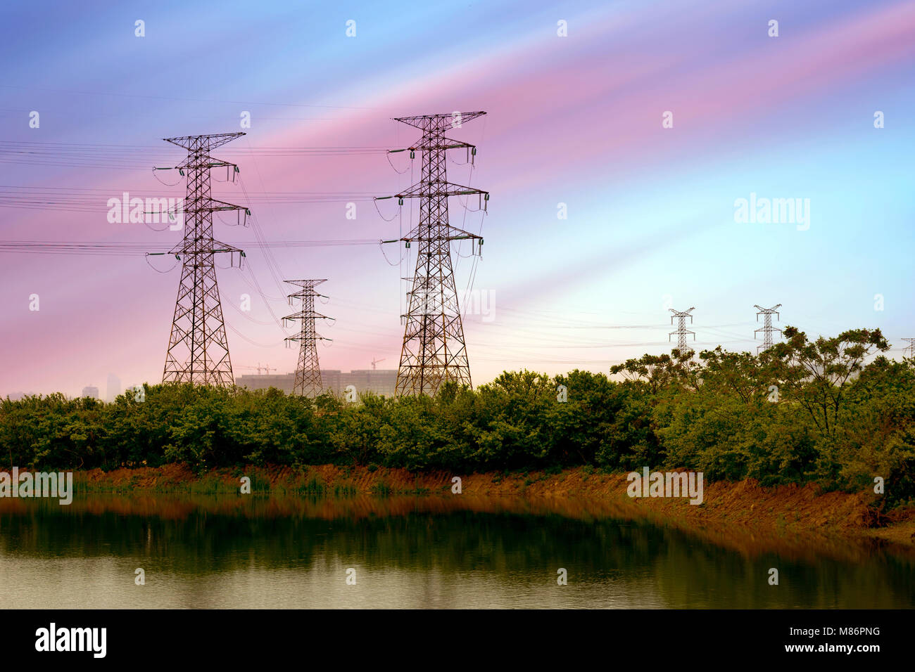 high voltage post.High-voltage tower sky background Stock Photo - Alamy
