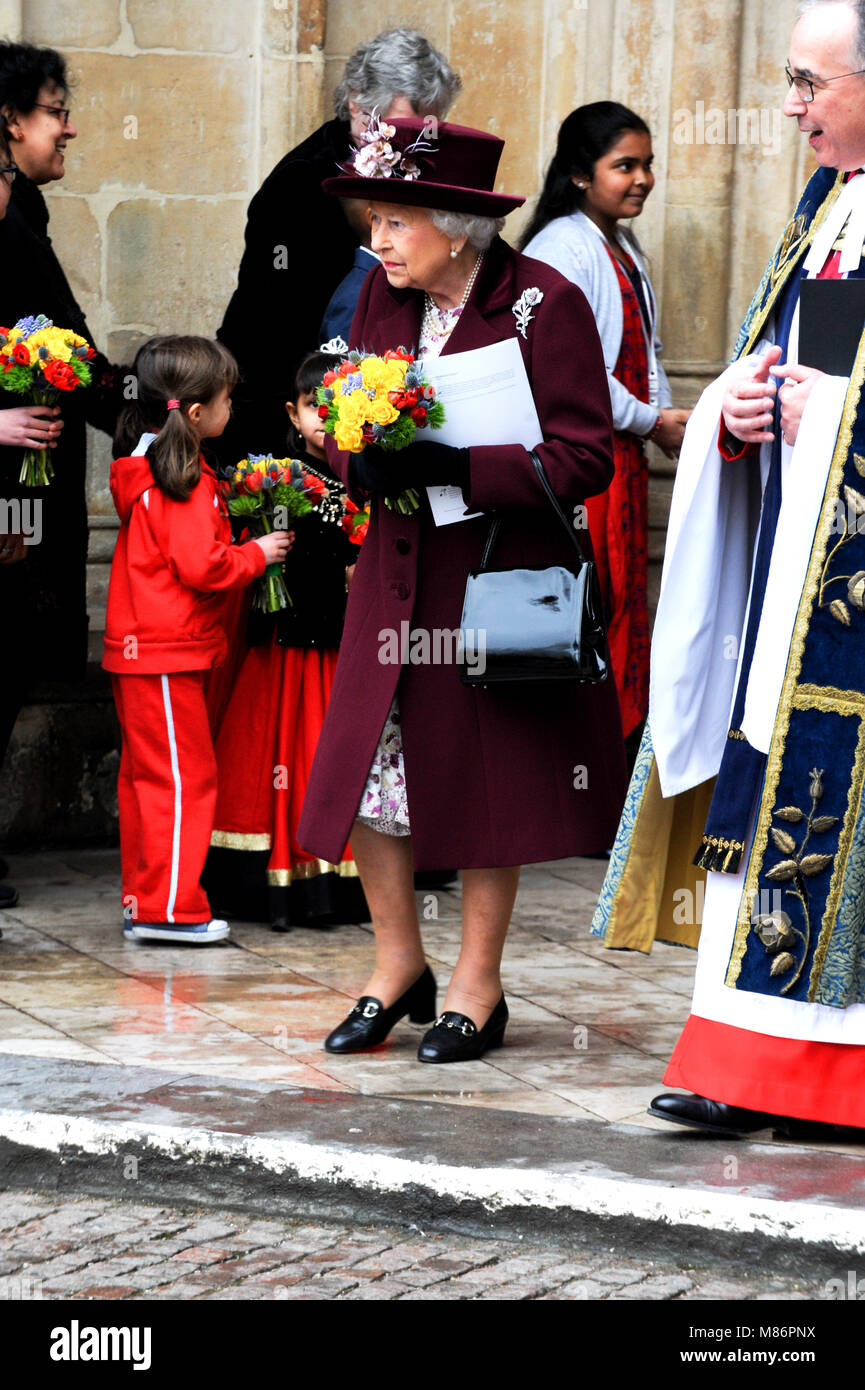 Westminster Abbey for the Commonwealth Service, attend by the Queen and