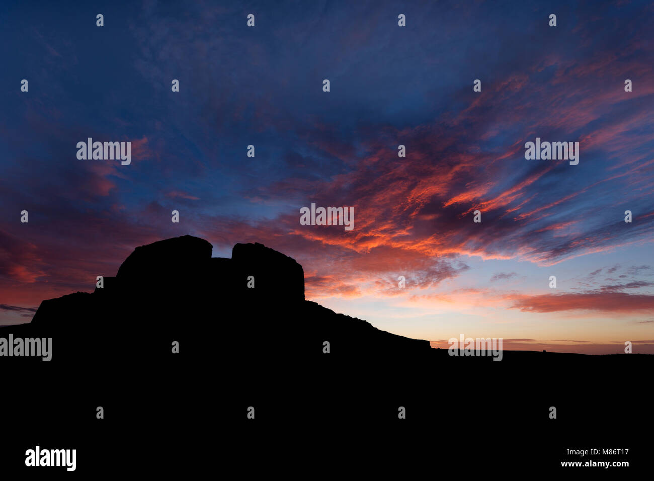 Jubilee Tower at sunrise at the summit of Moel Famau, North Wales Stock Photo
