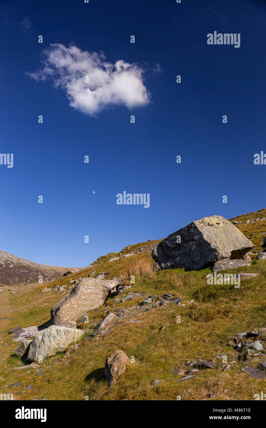 Rocks and cloud at Marchlyn Mawr, Snowdonia, Wales Stock Photo