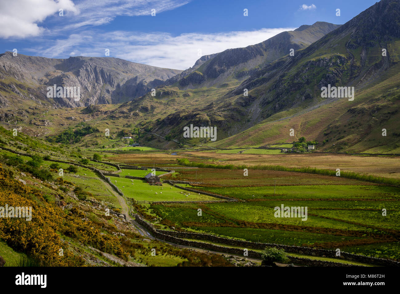 The Nant Ffrancon valley in Snowdonia, North Wales Stock Photo