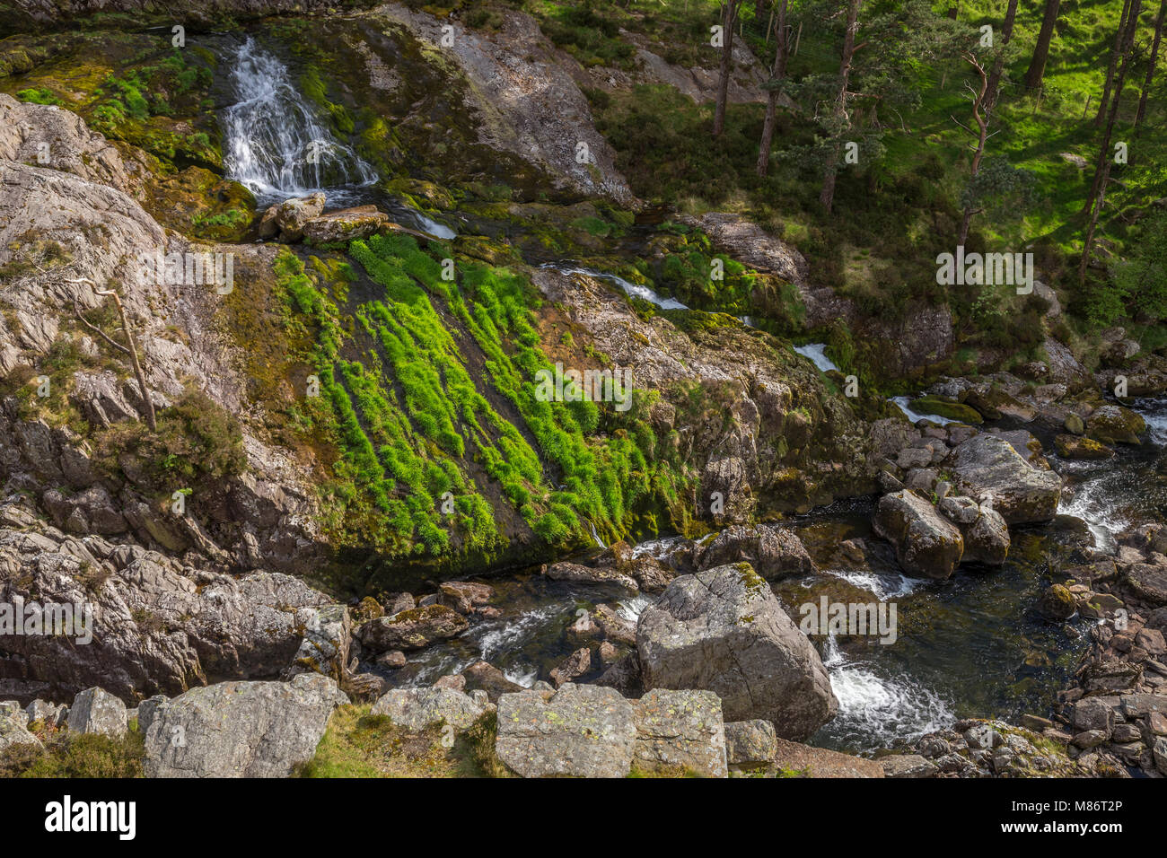Waterfall, Nant Ffrancon, Snowdonia, Wales Stock Photo