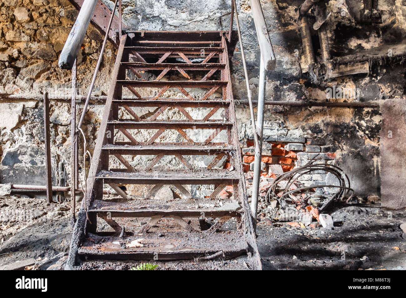 Interior of the abandoned ice factory ruin (Old iron factory) in Austria Stock Photo