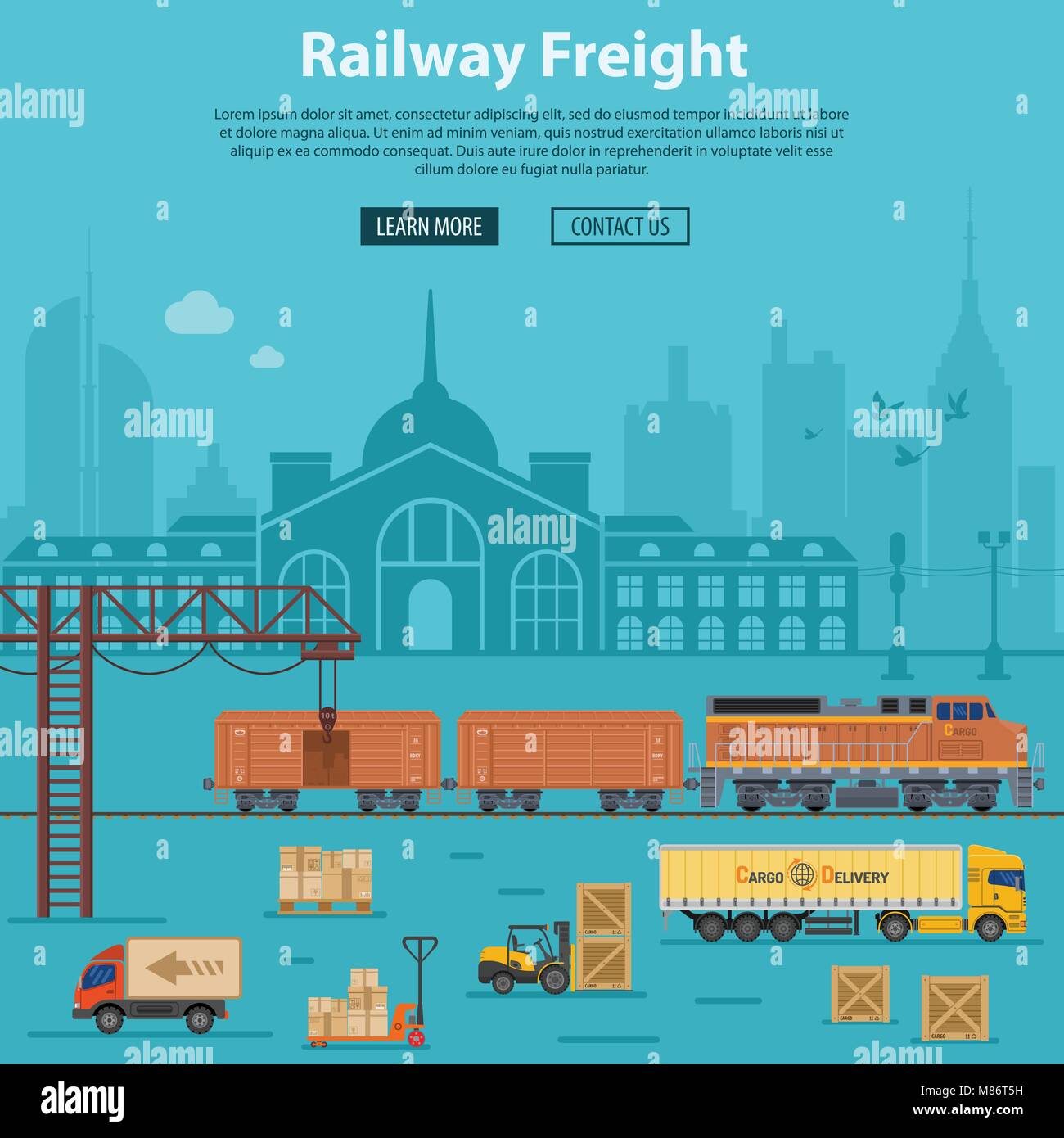 Railway Freight Delivery and Logistics Stock Vector