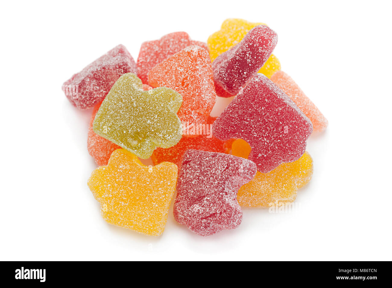 Colorful sugar jelly candy strip over white background Stock Photo - Alamy