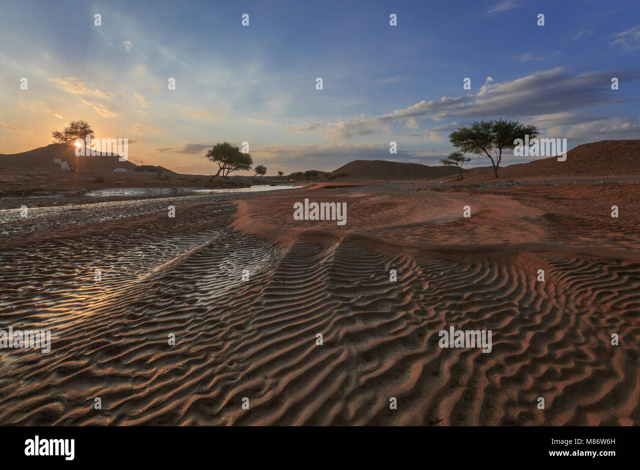 Desert landscape at sunset, Riyadh, Saudi Arabia Stock Photo