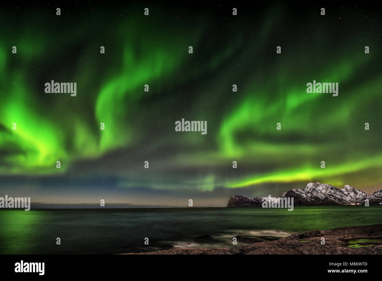 Northern Lights, Lofoten, Nordland, Norway Stock Photo