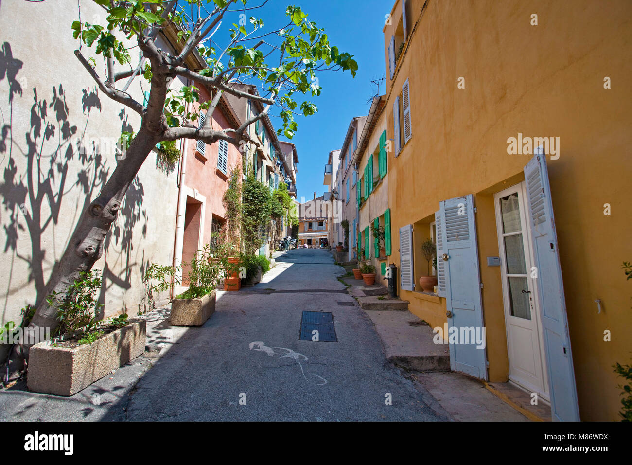Alley at old town of Saint-Tropez, french riviera, South France, Cote d'Azur, France, Europe Stock Photo