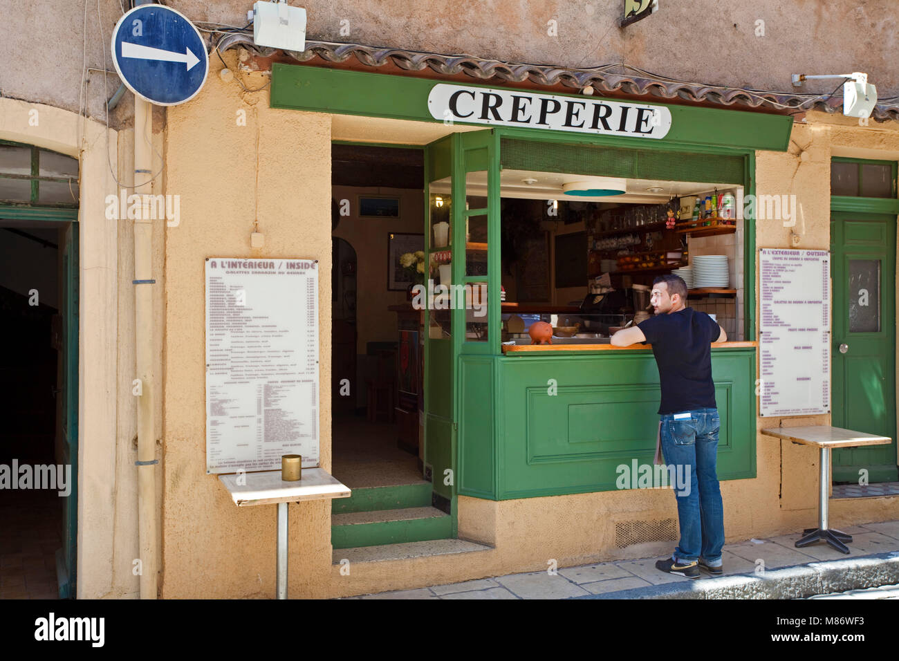 Creperie at old town of Saint-Tropez, french riviera, South France, Cote d'Azur, France, Europe Stock Photo