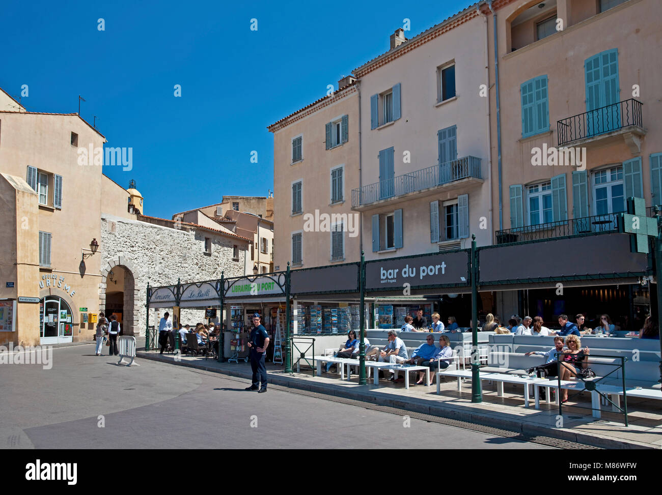 Harbour bar "Bar du port" at harbour of Saint-Tropez, french riviera, South  France, Cote d'Azur, France, Europe Stock Photo - Alamy
