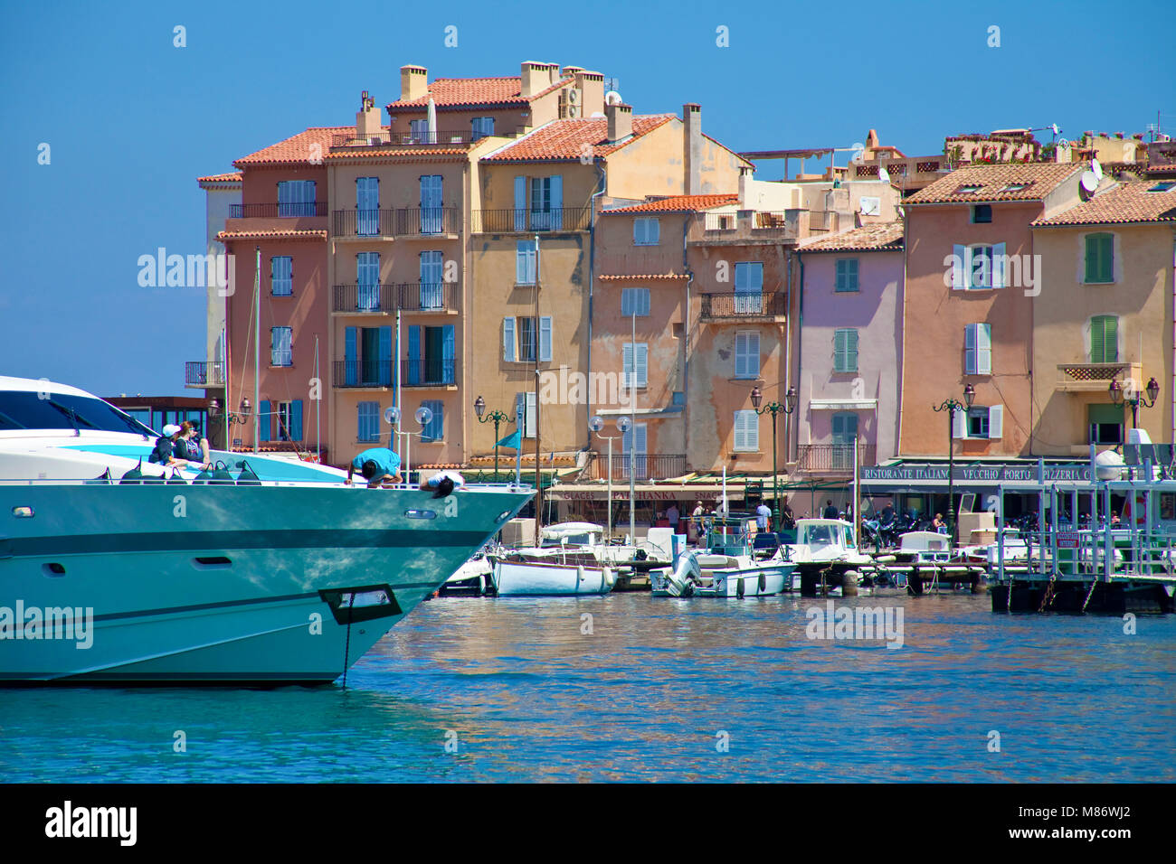 Luxury yacht, vessels and boats at harbour of Saint-Tropez, french ...