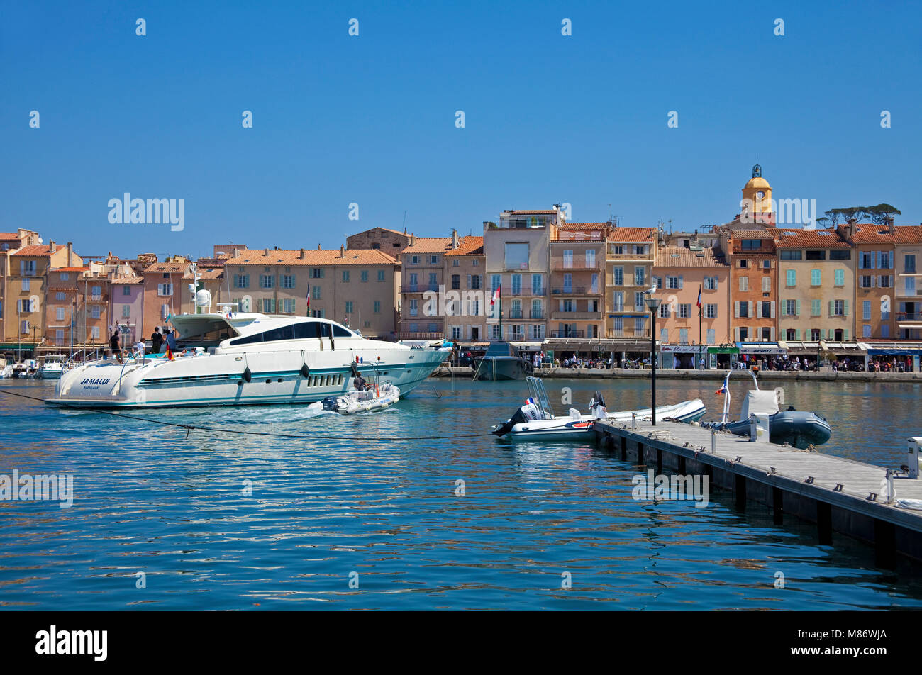 Luxury yacht, vessels and boats at harbour of Saint-Tropez, french ...