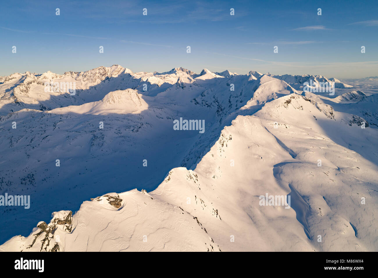 Snowcapped mountain peaks, Sportgastein, Salzburg, Austria Stock Photo