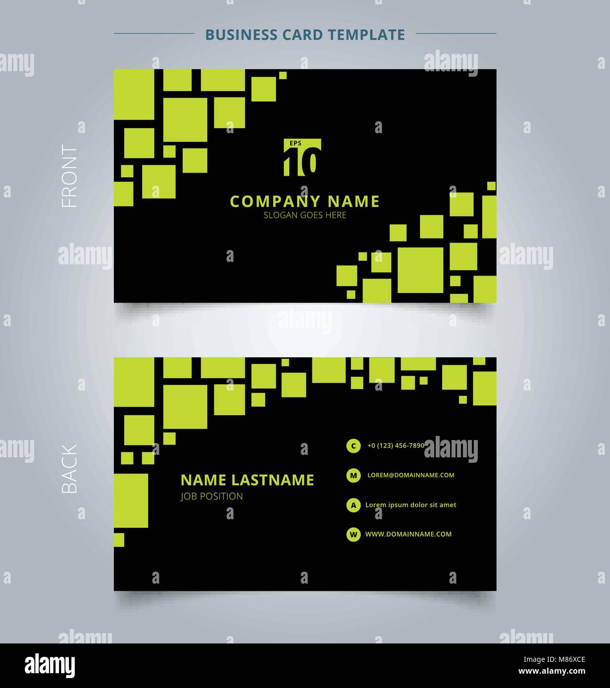Creative business card and name card template geometric green reflect  square pattern on black background. Abstract concept and commercial design.  vect Stock Vector Image & Art - Alamy