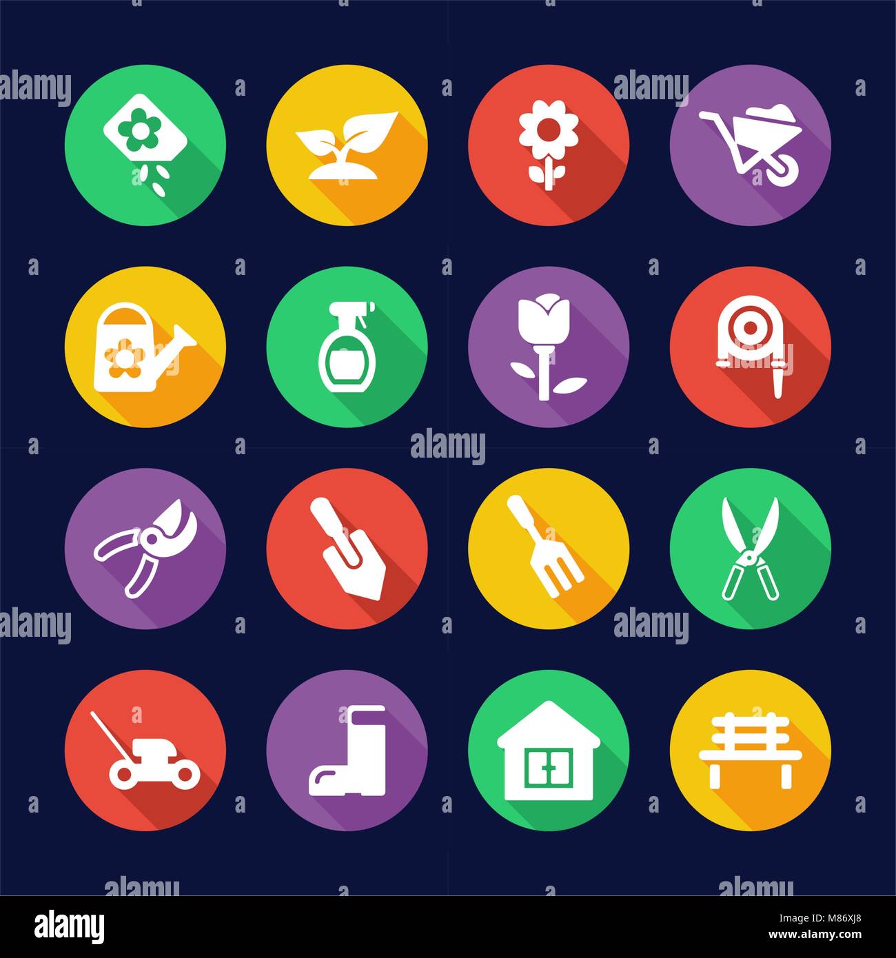 Gardening Icons Flat Design Circle Stock Vector Image & Art - Alamy