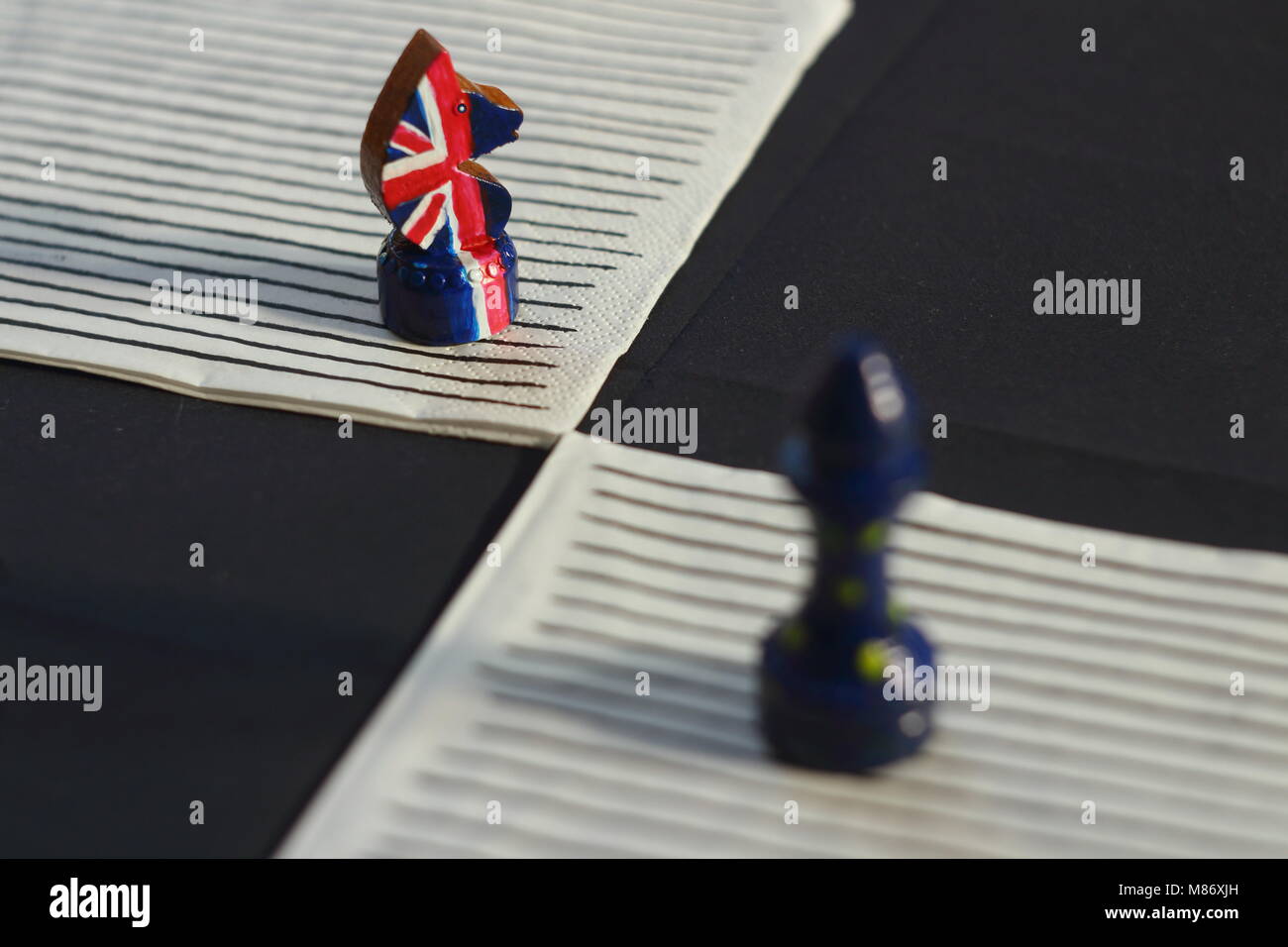 chess game confrontation of United Europe and Britain Stock Photo