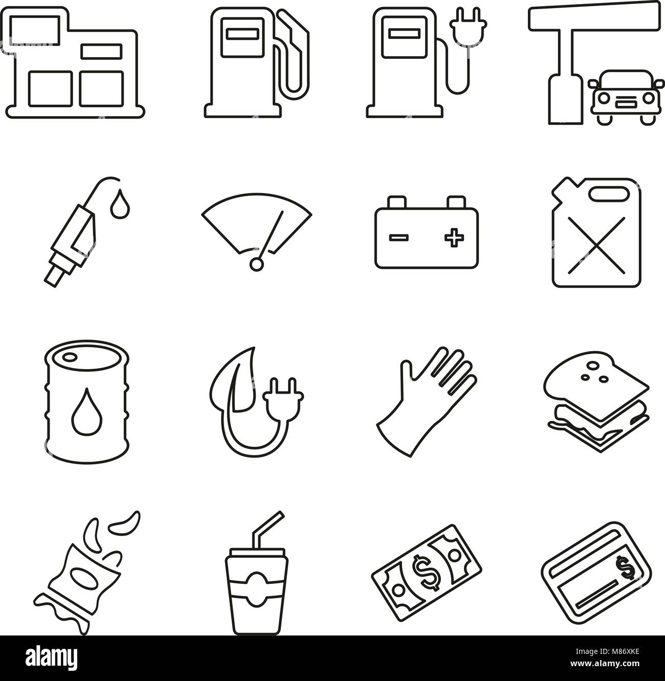 Gas Station or Gas Pump Icons Thin Line Vector Illustration Set Stock ...