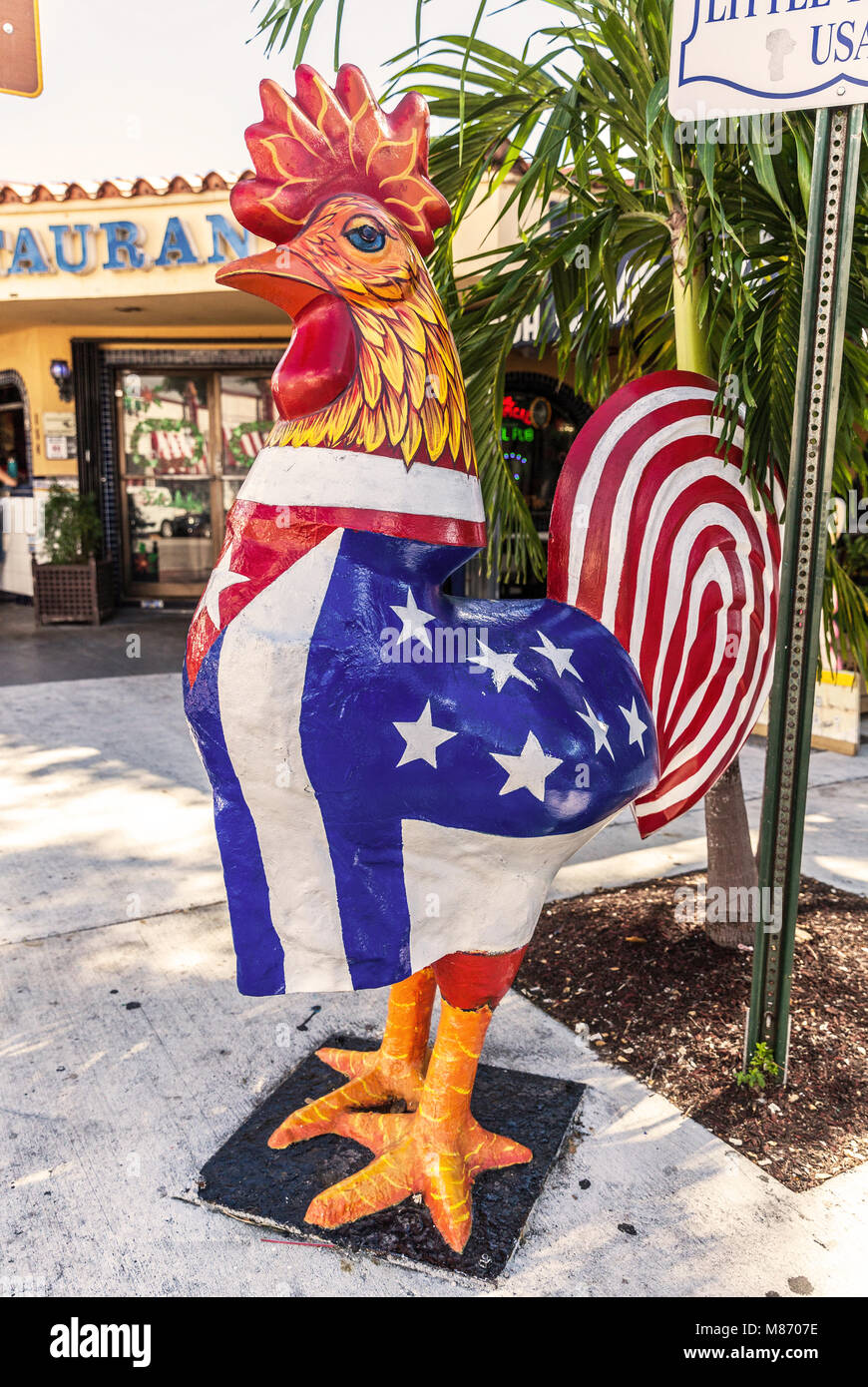 Large rooster sculpture standing sideways, Little Havana, Calle Ocho