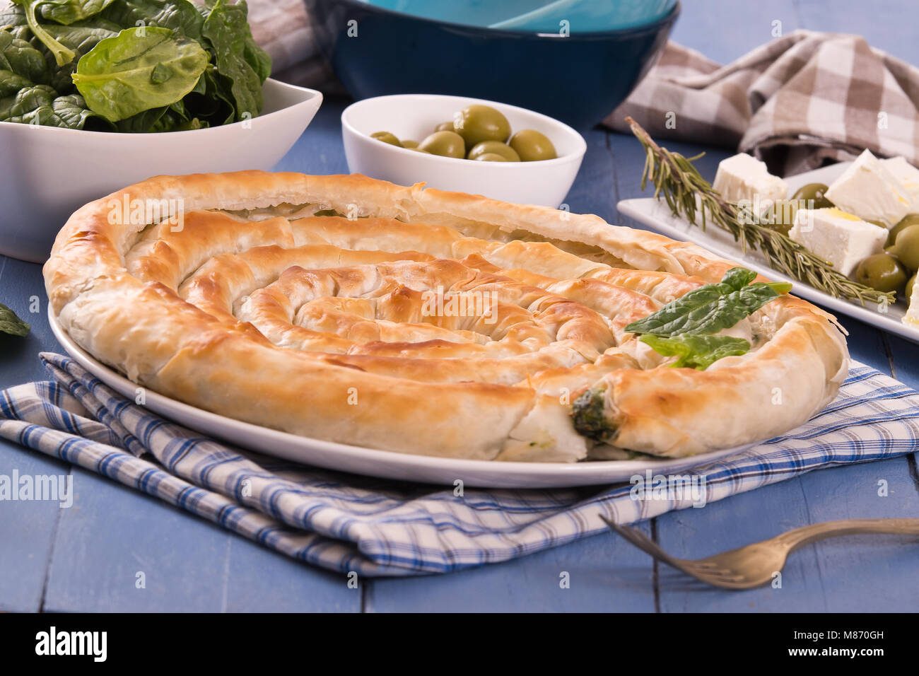 Greek spinach pie Stock Photo Alamy