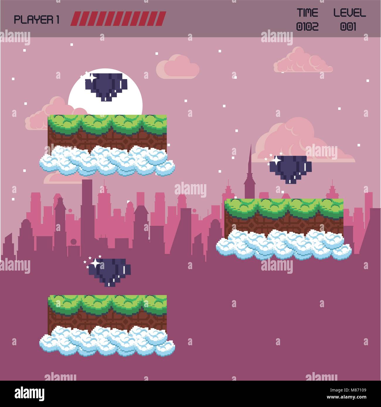 Pixelated urban videogame scenery vector illustration graphic design ...
