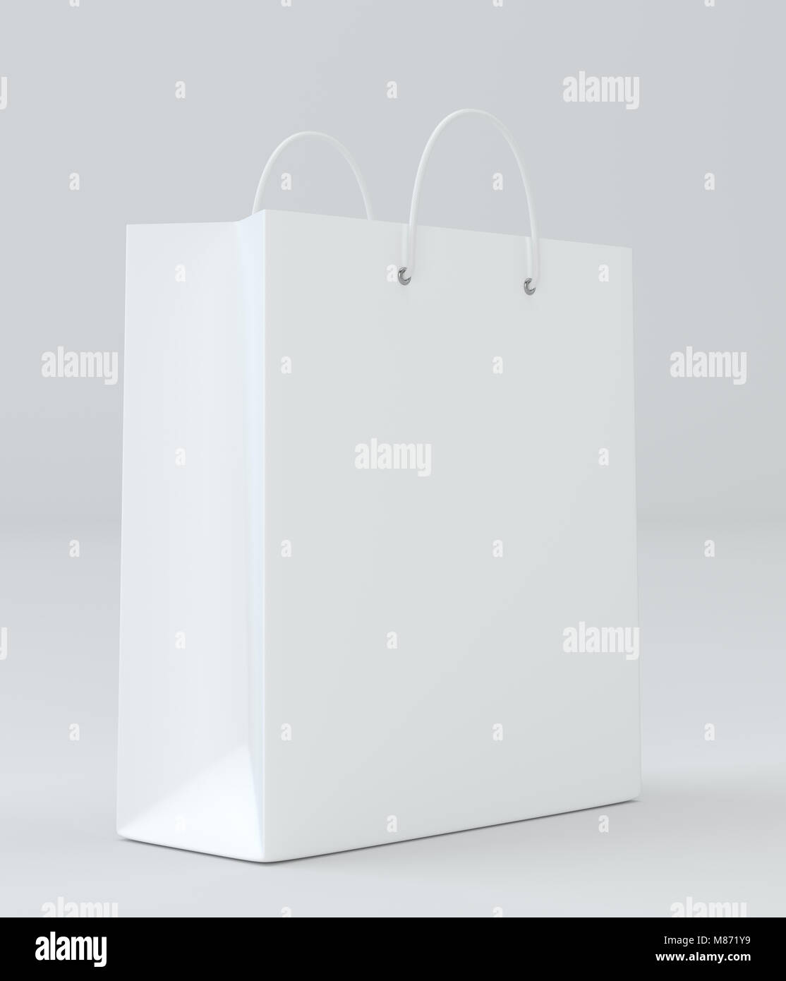 3d illustration. Paper Shopping Bag on white studio background Stock ...