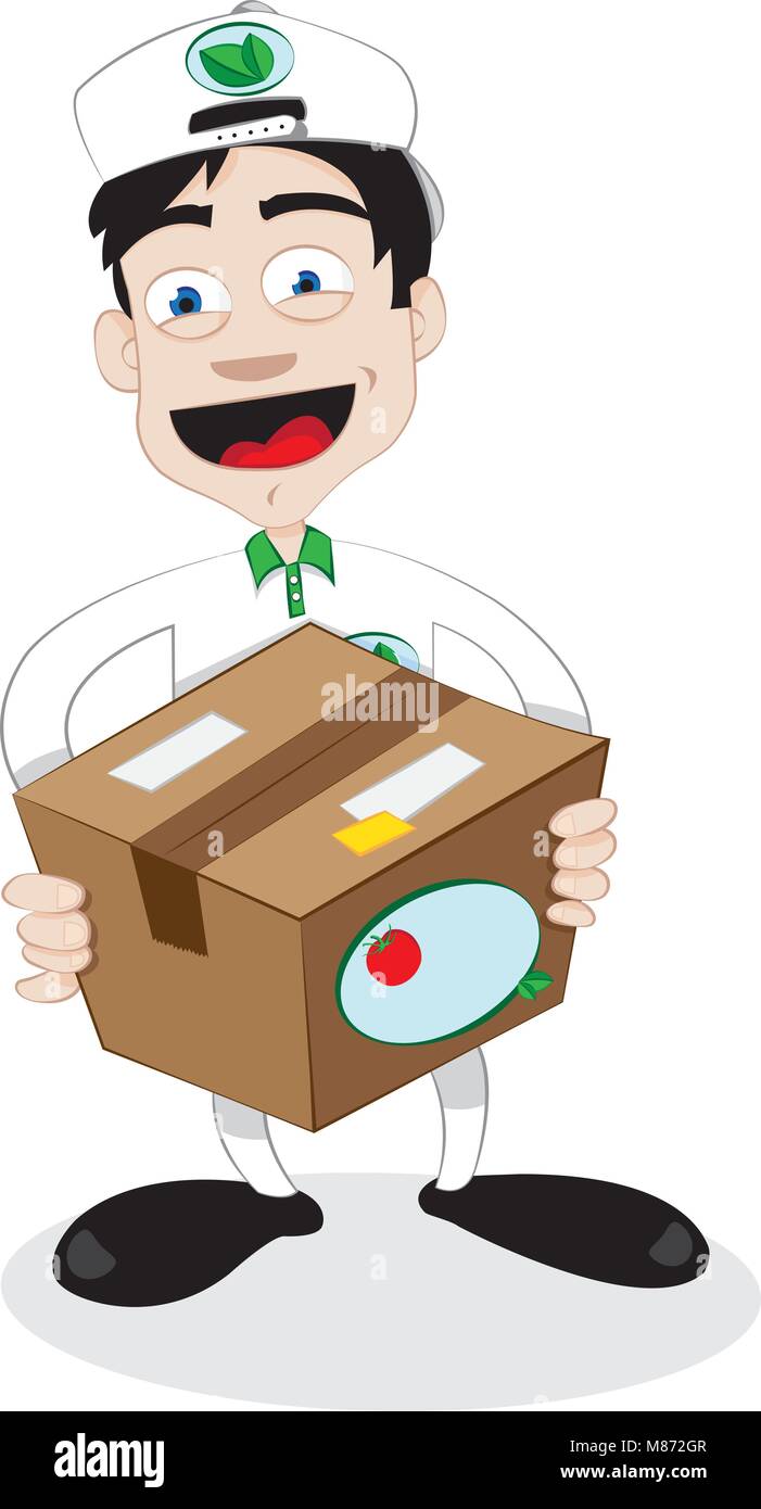friendly courier delivering fresh food Stock Vector