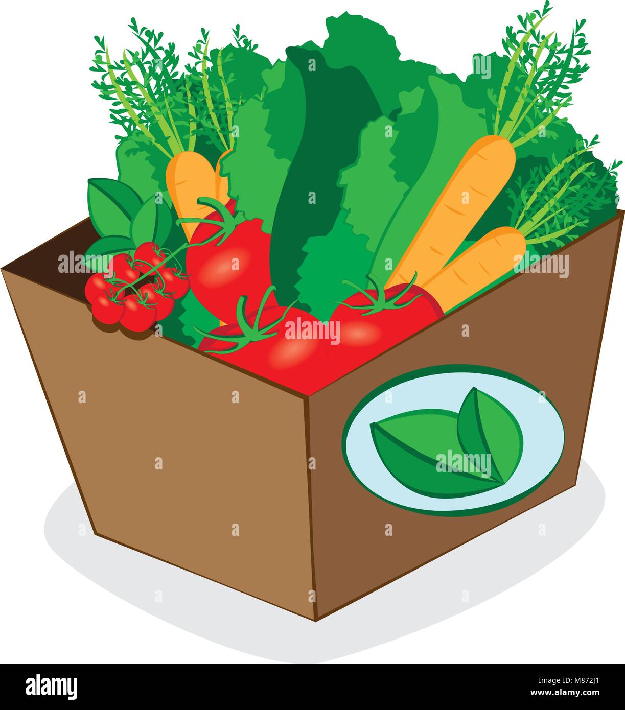carton package full of healthy and fresh food Stock Vector