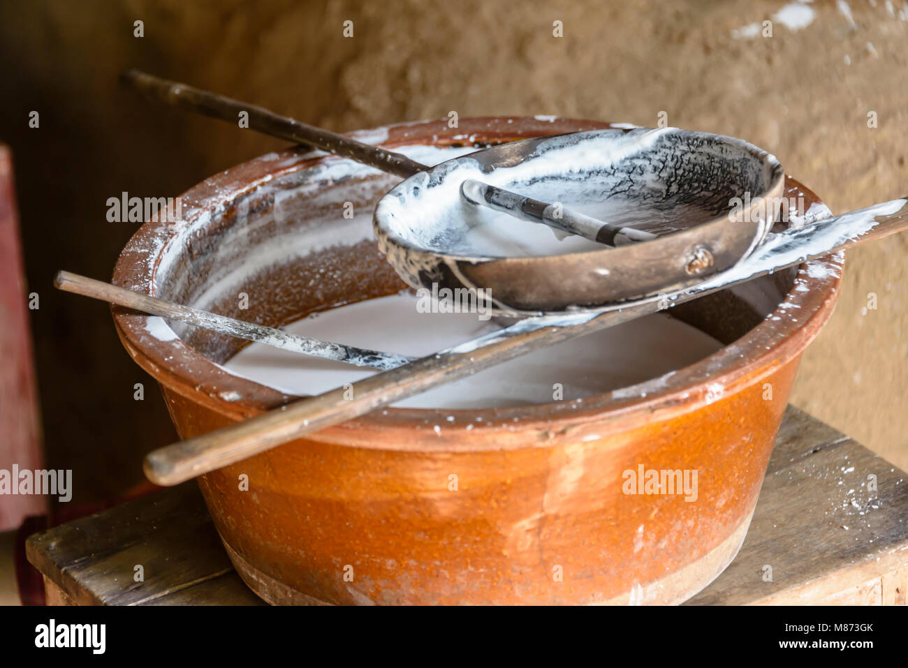 Rice paste used to make rice paper in Vietnam Stock Photo Alamy